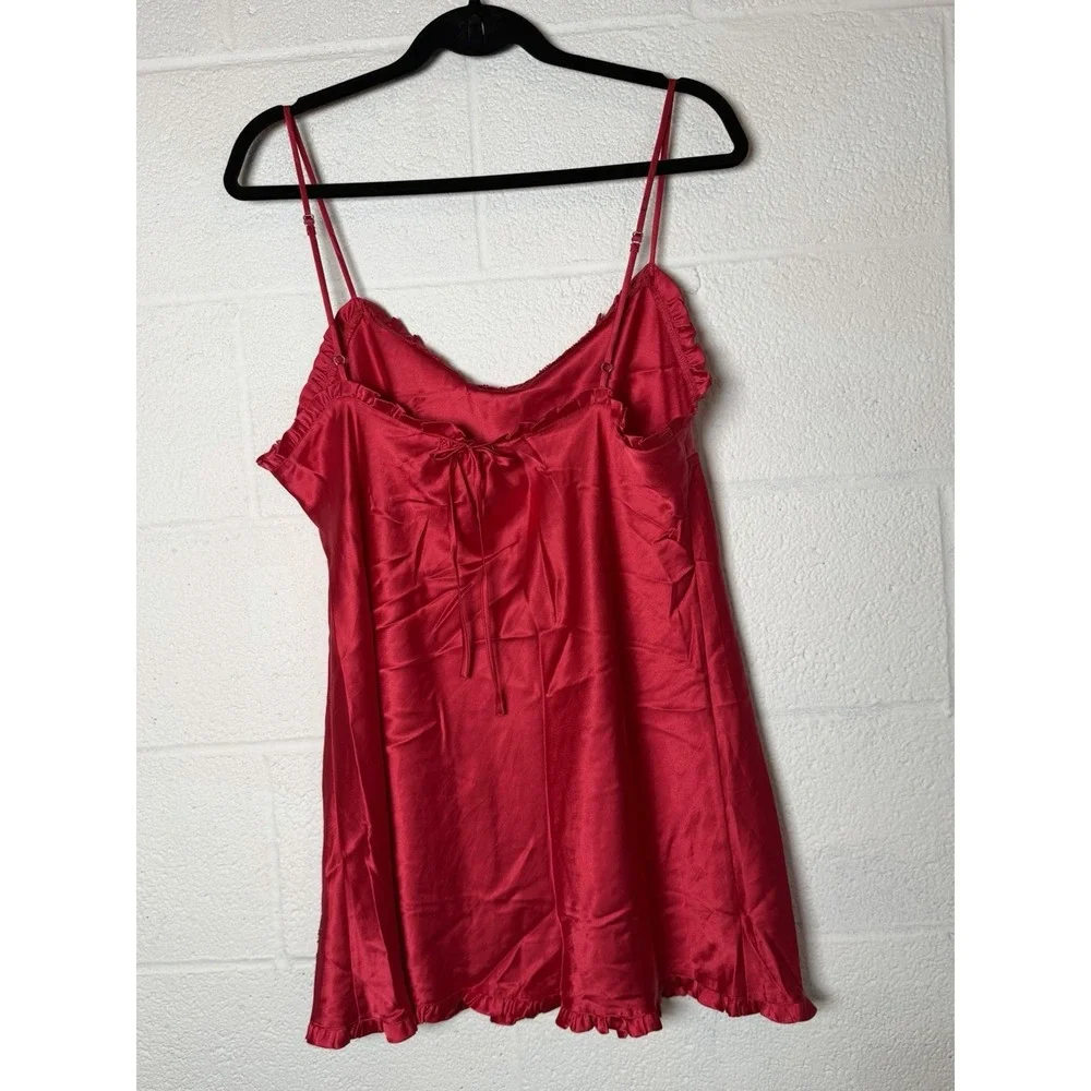 Victoria's Secret Angel Red Satin Babydoll Chemise Nightgown Lingerie L Y2K